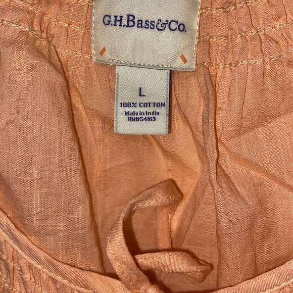 G.H. Bass & Co. Women's Orange Embroidered Short Sleeve Peasant Top Size Large - Picture 5 of 7
